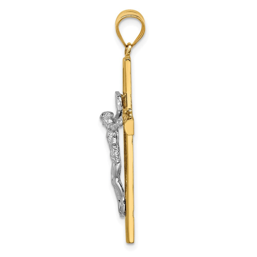 14k Two-Tone Polished INRI Crucifix Cross Pendant