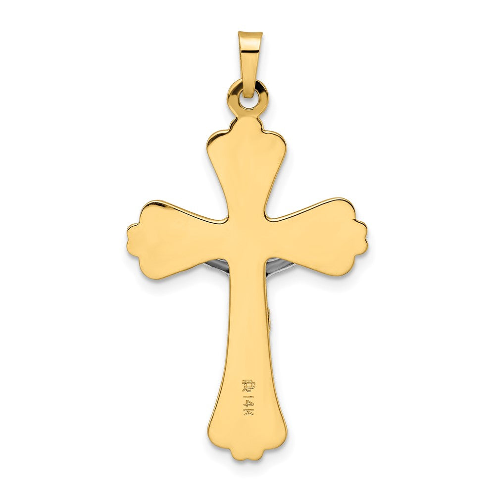 14k Two-tone Polished Solid INRI Crucifix Cross Pendant