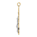 14k Two-tone Polished Solid Fancy INRI Crucifix Pendant