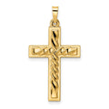 14k Polished and Twisted Hollow Cross Pendant