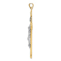 14k Two-tone Polished Hollow INRI Budded Crucifix Pendant