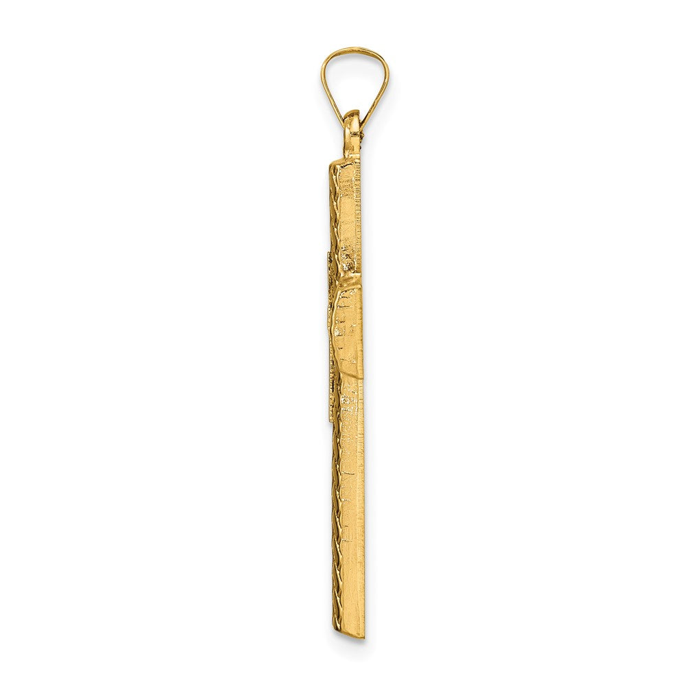 14k Two-tone Polished Hollow Woven Double Cross Pendant