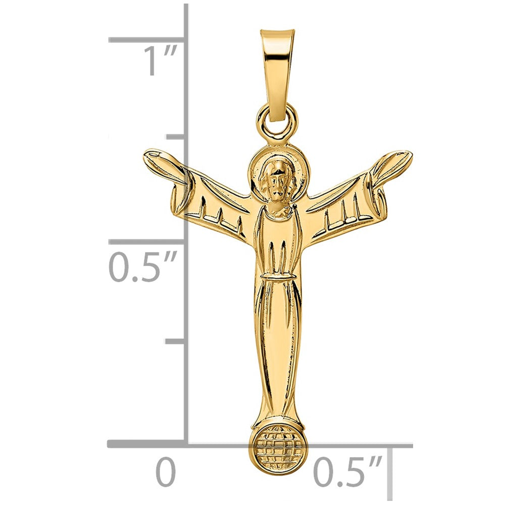14k Polished Solid Risen Christ Pendant