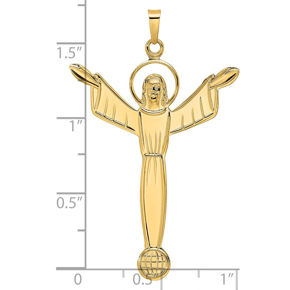 14k Polished Solid Risen Christ Pendant