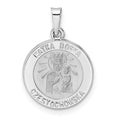 14k White Gold Polished and Satin Hollow Matka Boska Medal Pendant