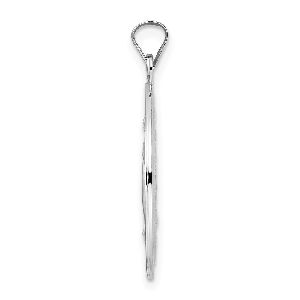 14k White Gold Polished Miraculous Solid Medal Pendant