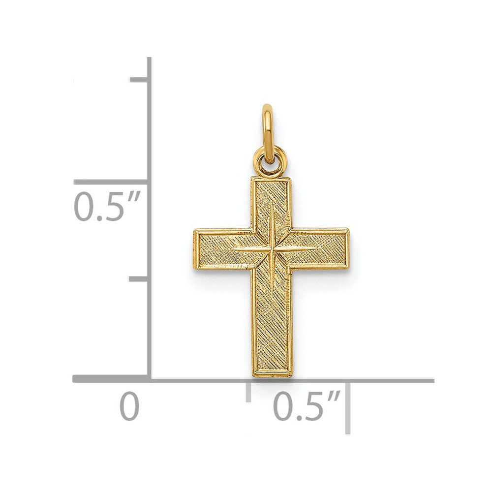 14k Polished and Textured Solid Star Cross Pendant