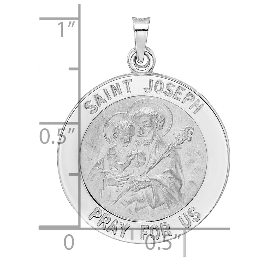 14k White Gold Polished Saint Joseph Solid Medal Pendant