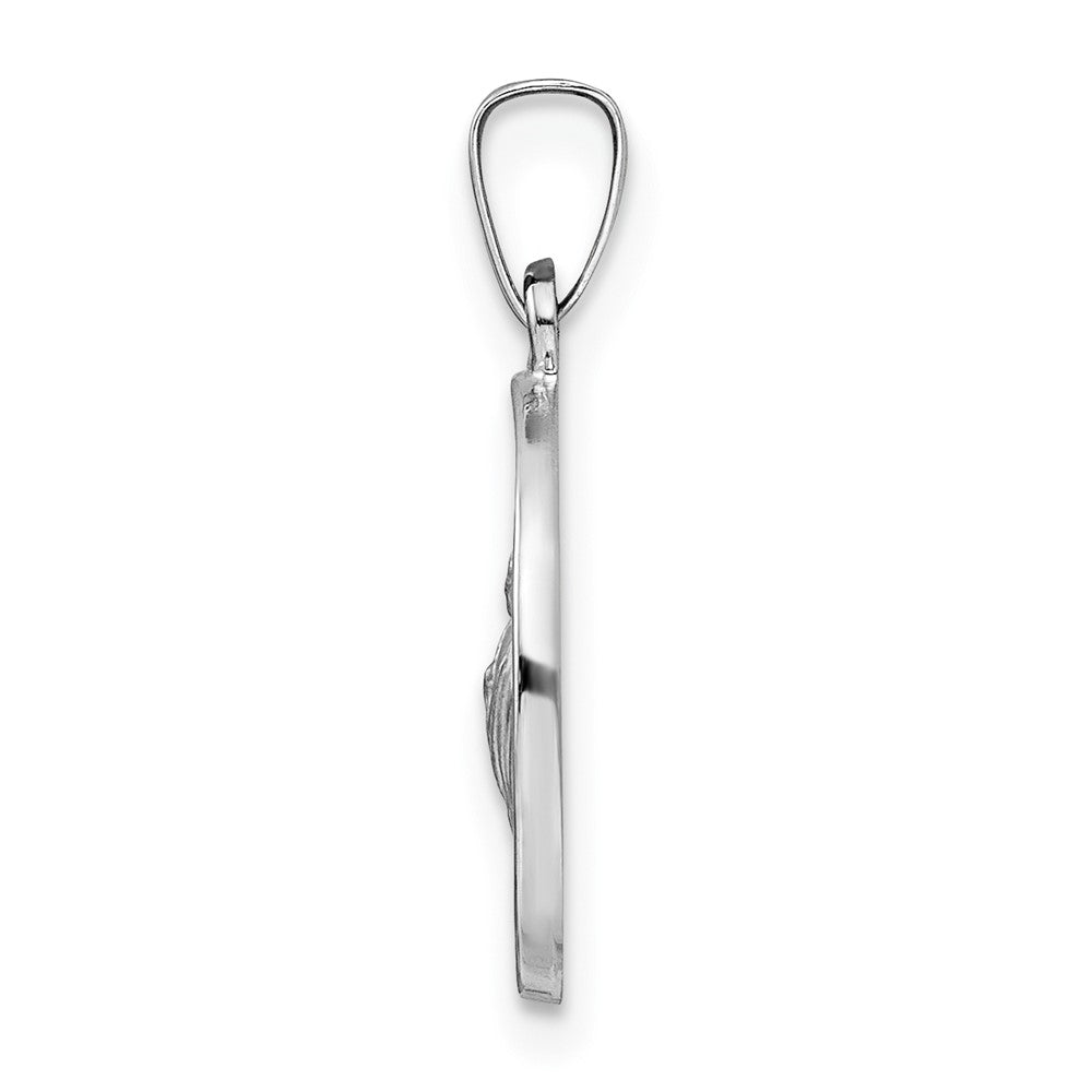 14k White Gold Polished and Satin Hollow St Jude Thaddeus Medal Pendant