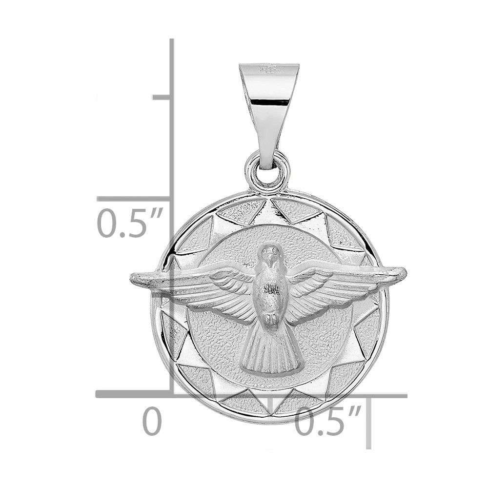 14k White Gold Polished and Satin Hollow Holy Spirit Pendant