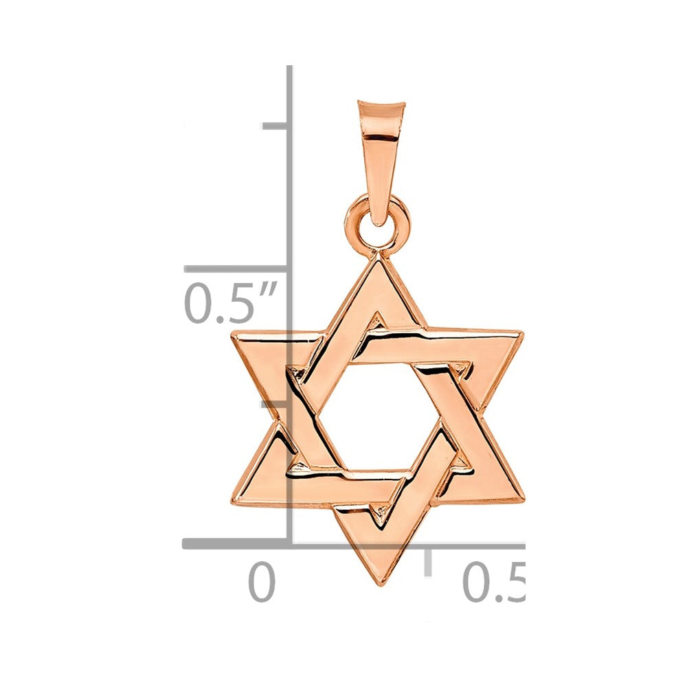 14k Rose Polished Solid Star of David Pendant