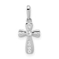 14k White Gold CZ Cross Pendant