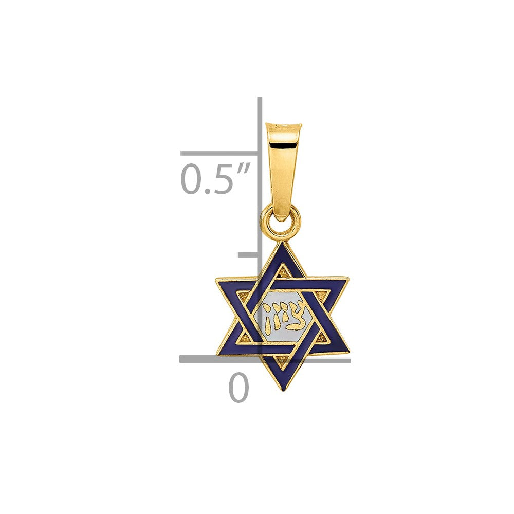14k Polished and Enameled Solid Star of David Pendant