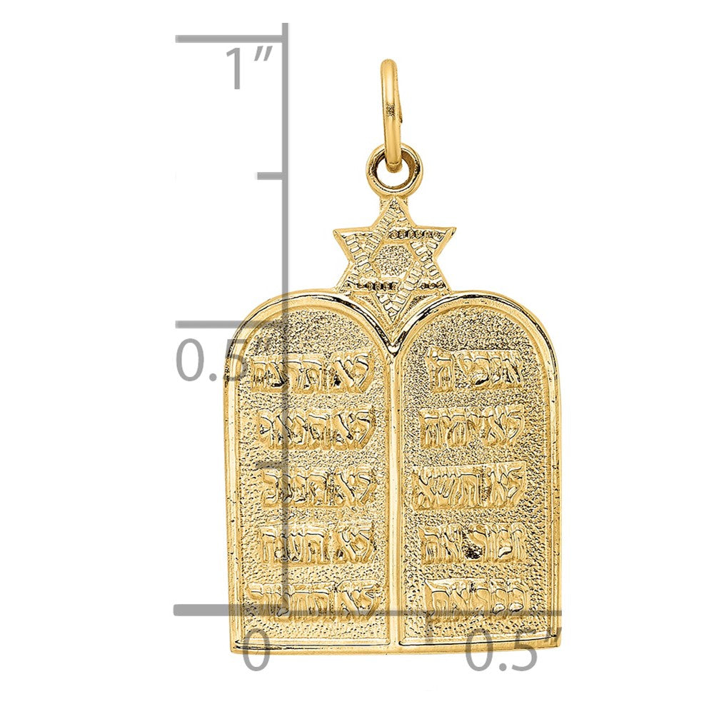 14k Polished Solid Ten Commandments and Star Pendant