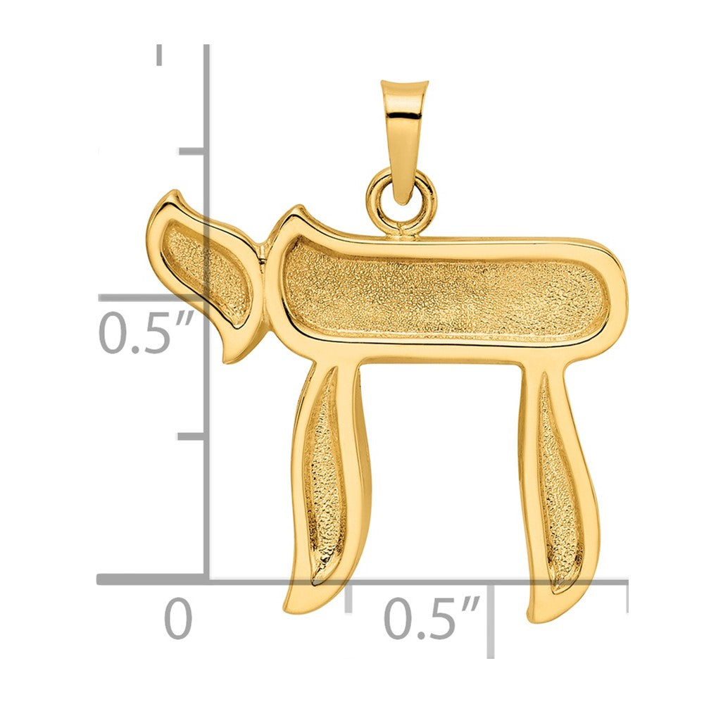 14k Polished and Textured Solid Chai Symbol Pendant