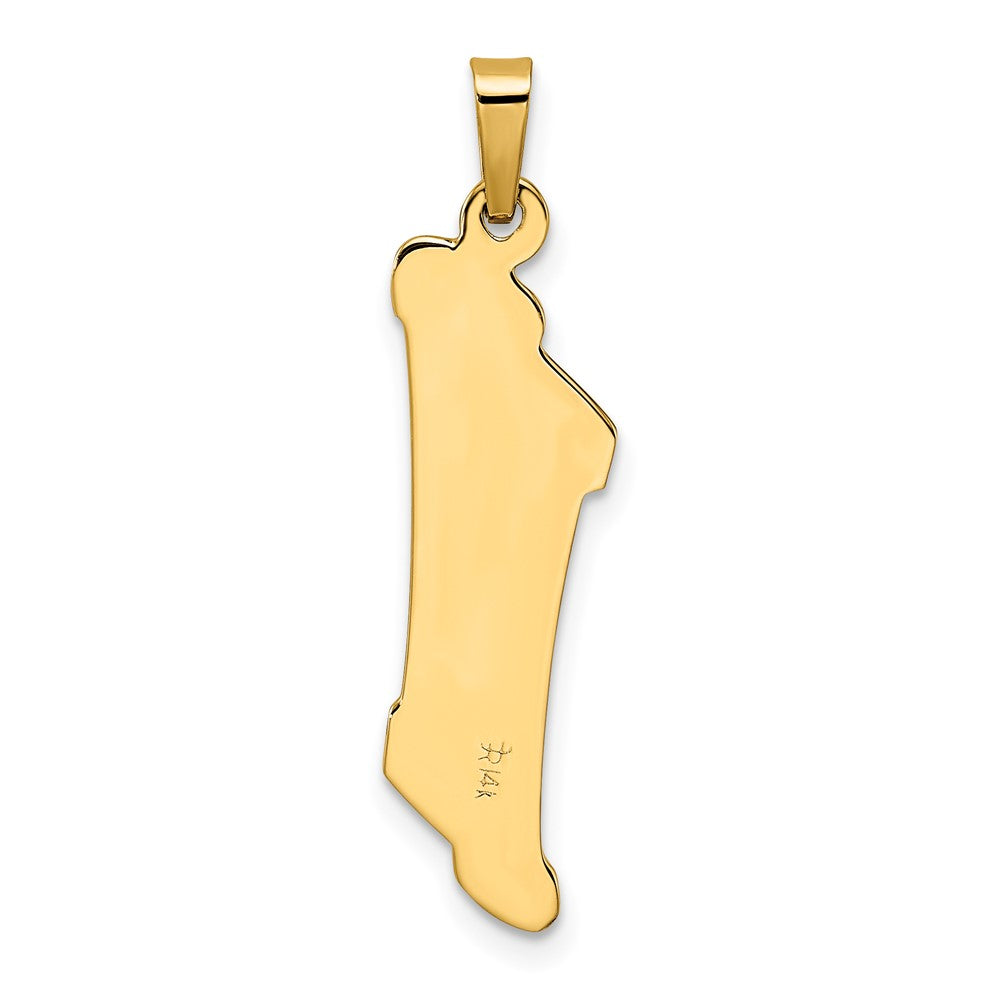 14k Two-tone Polished/Textured Hollow Torah Scroll Pendant