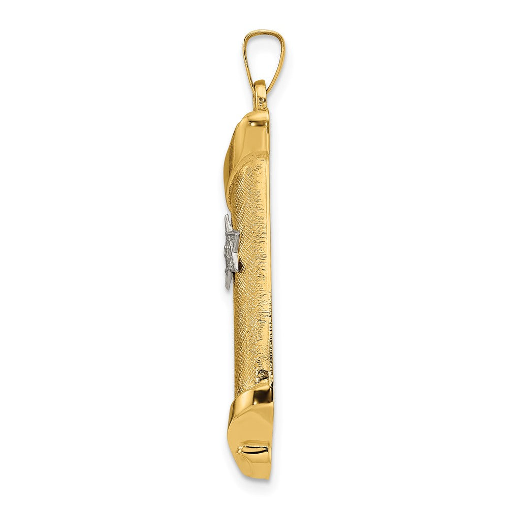14k Two-tone Hollow Torah Scroll and Star Pendant
