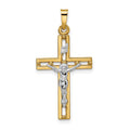 14k Two-tone Polished Solid INRI Crucifix Pendant
