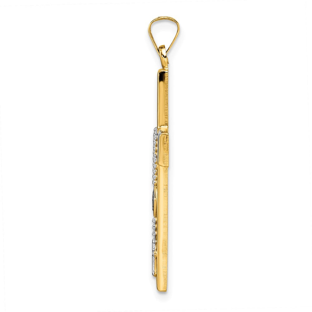 14k Two-tone Polished Hollow Rosary Cross Pendant