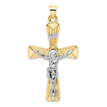 14k Two-tone Polished Solid INRI Crucifix Pendant