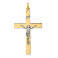 14k Two-tone Polished Solid INRI Crucifix Pendant
