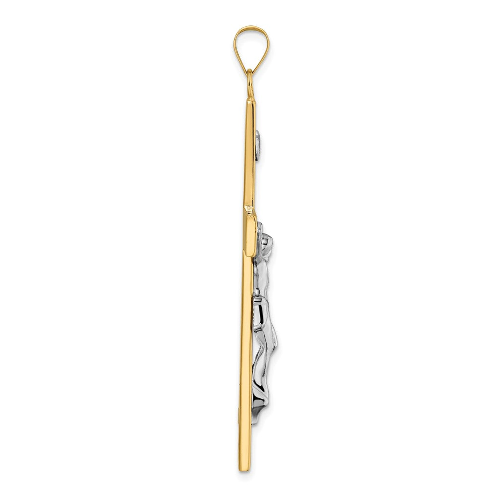 14k Two-tone Polished Solid INRI Crucifix Cross Pendant