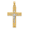 14k Two-Tone Hollow INRI Crucifix Pendent