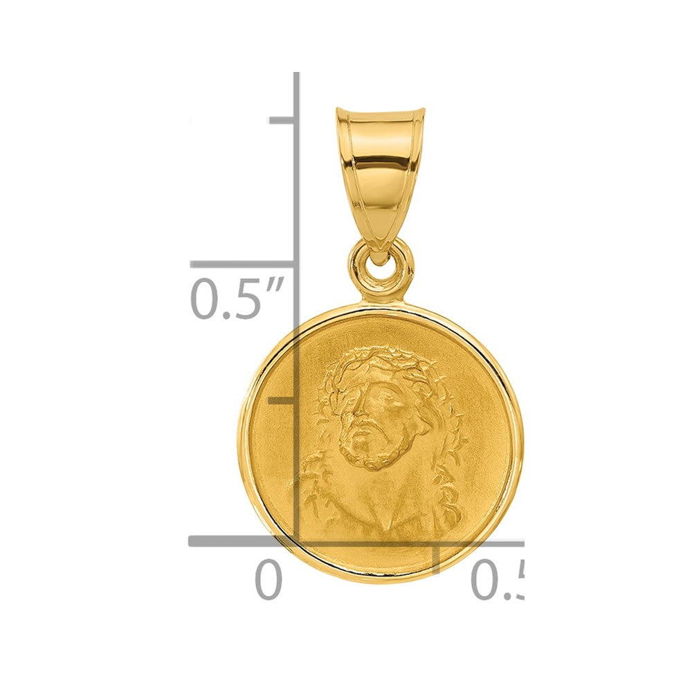 14k Polished and Satin Solid Face of Jesus Medal