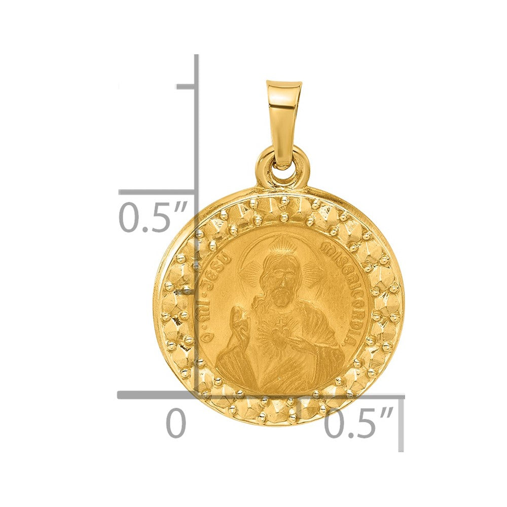 14K Hollow Sacred Heart of Jesus Medal