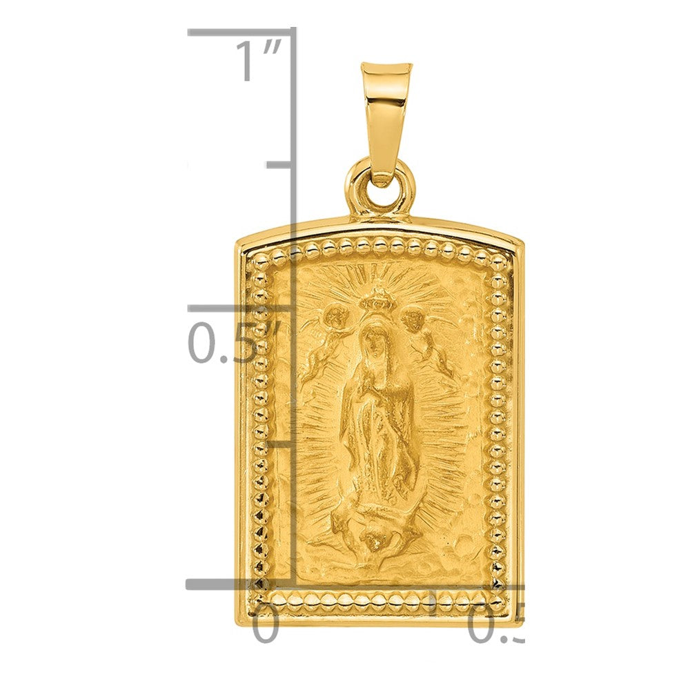 14K Rectangular Hollow Our Lady of Guadalupe Medal