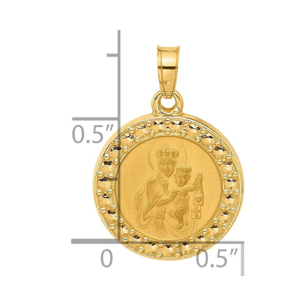 14K Hollow Our Lady of Mt Carmel Medal