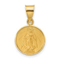 14k Polished and Satin Solid Miraculous Mary Plain Back Medal