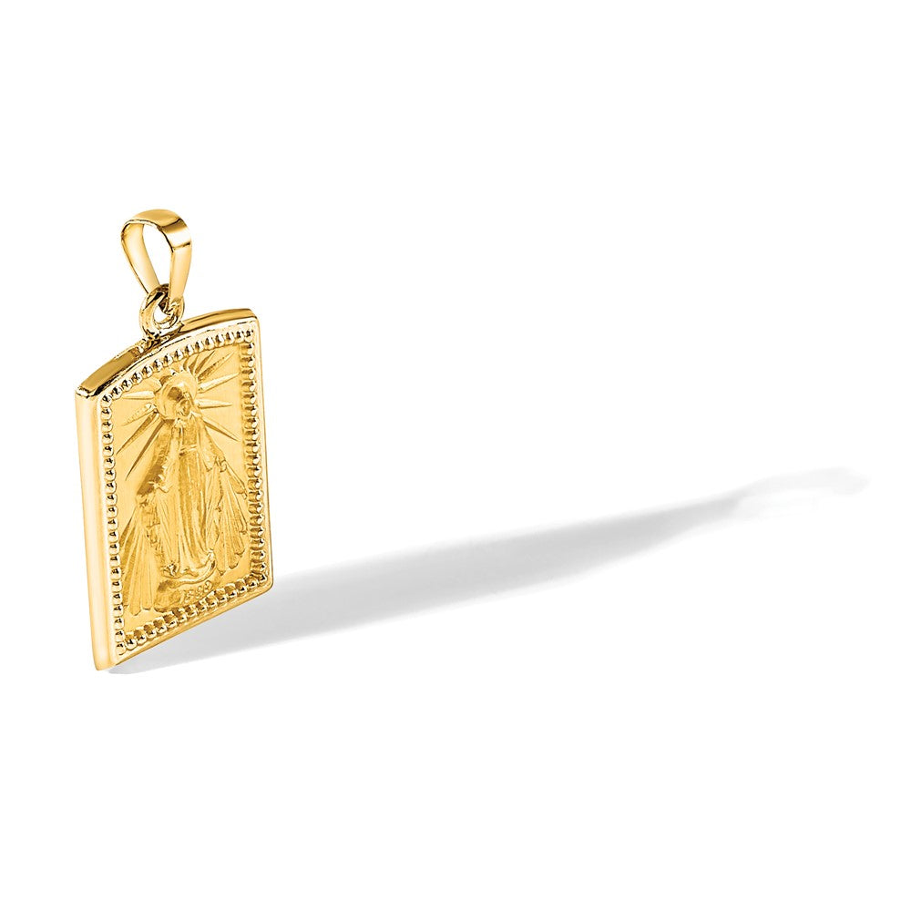 14K Rectangular Hollow Miraculous Medal