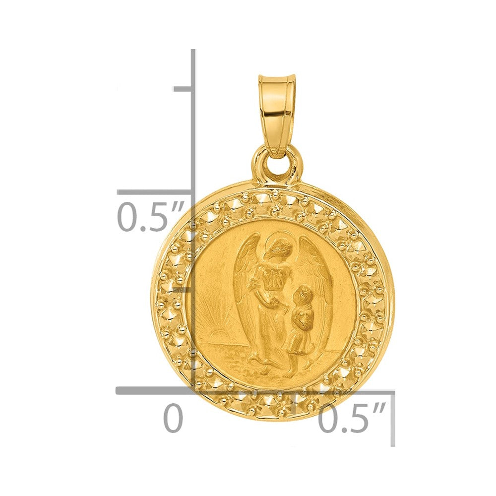 14K Hollow Our Guardian Angel Medal