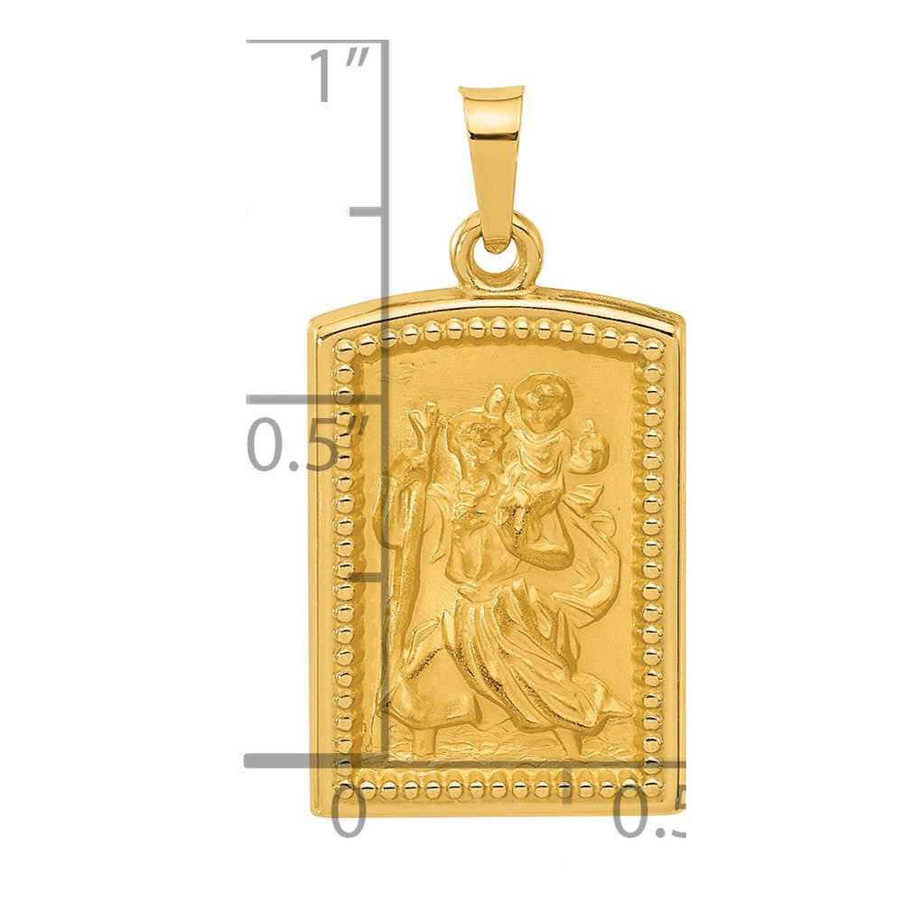 14K Rectangular Hollow St. Christopher Medal