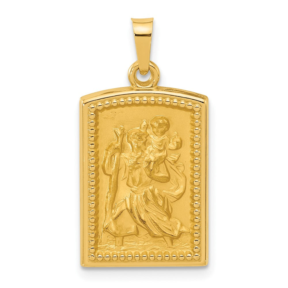 14K Rectangular Hollow St. Christopher Medal