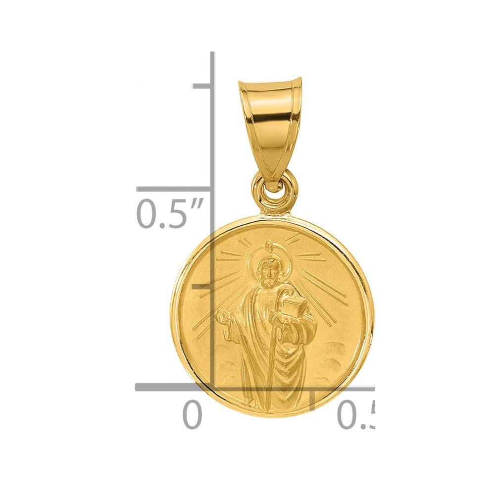 14k Polished and Satin Solid St Jude Thaddeus Medal