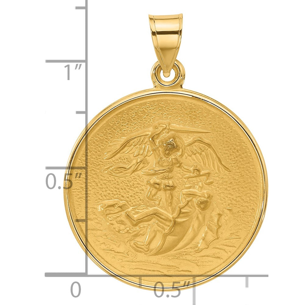 14k Polished and Satin Solid St. Michael Medal