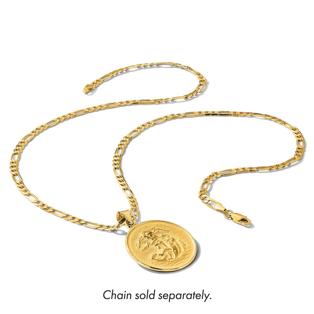 14k Polished and Satin Solid St. Michael Medal