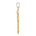 14k Budded Hollow Cross Pendant