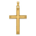 14k Laser Etched Cross Charm