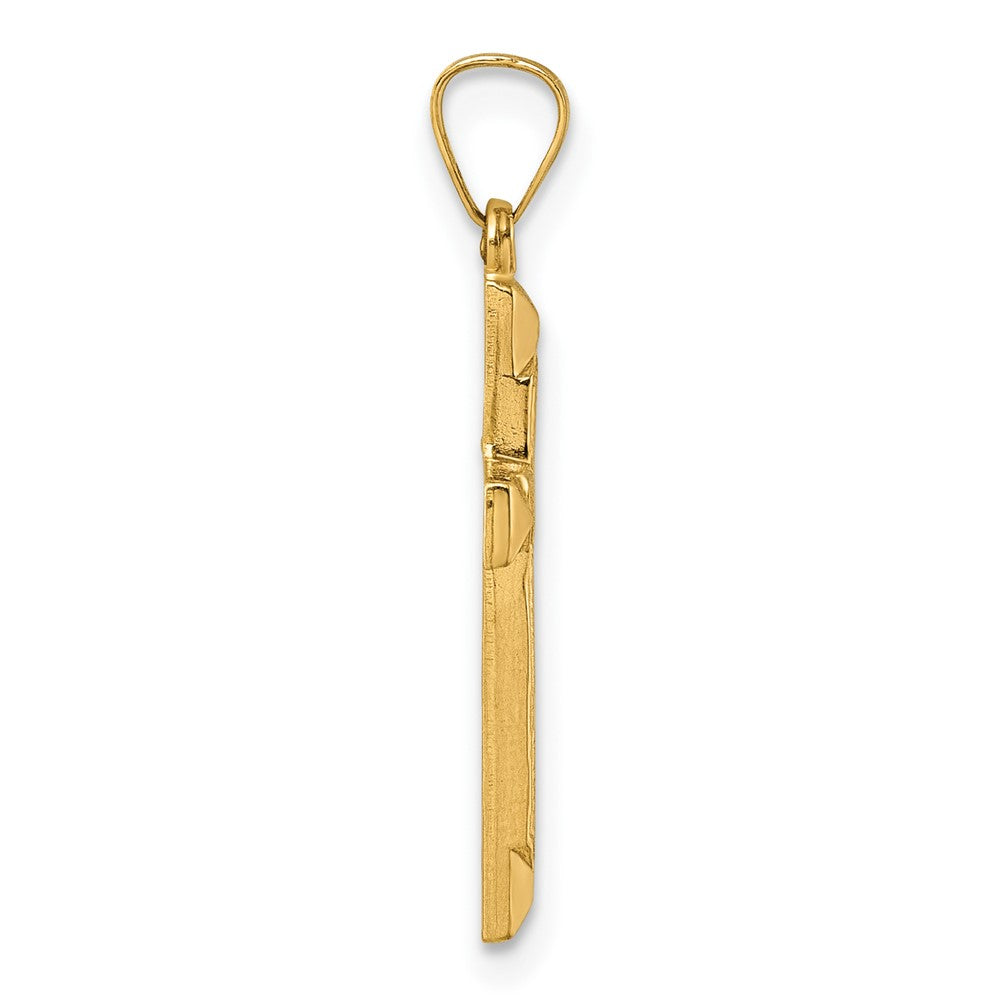 14k Polished And Textured Cross Pendant