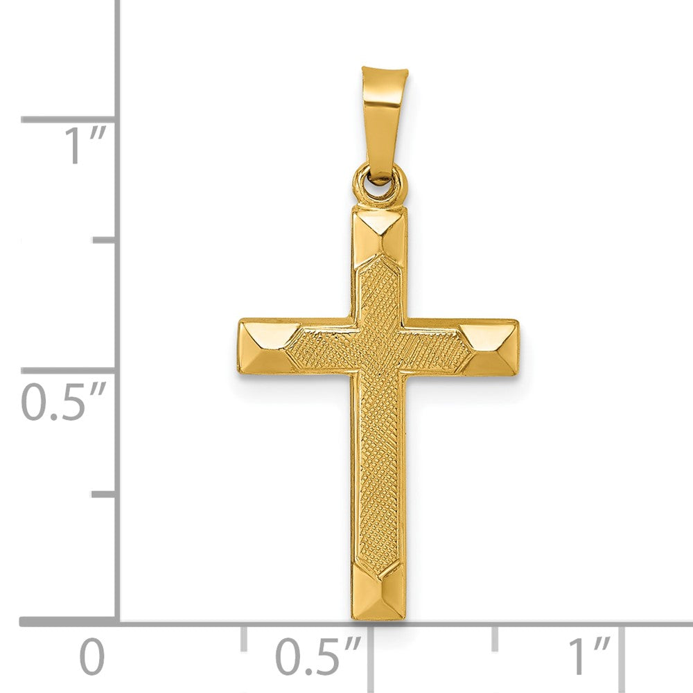 14k Polished And Textured Cross Pendant
