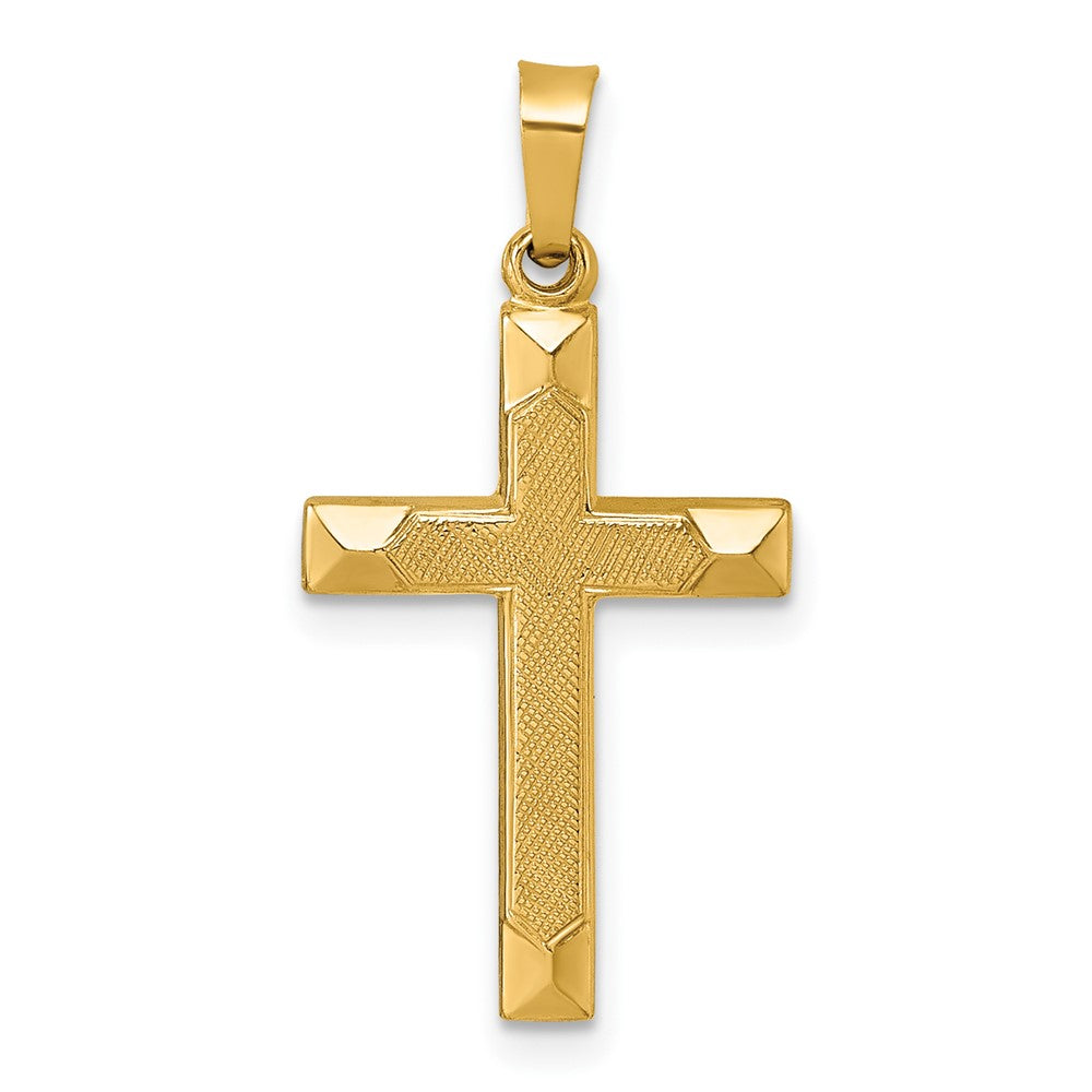 14k Polished And Textured Cross Pendant