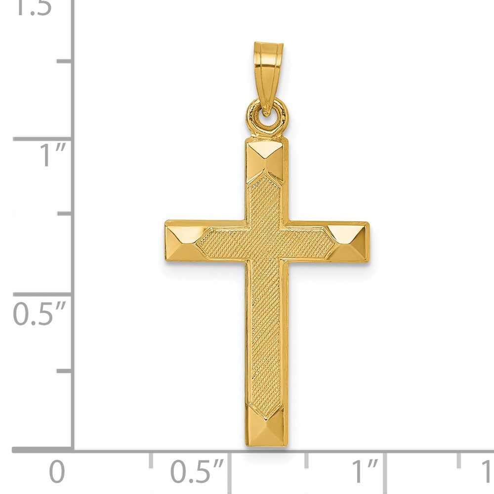 14k Polished And Textured Cross Pendant