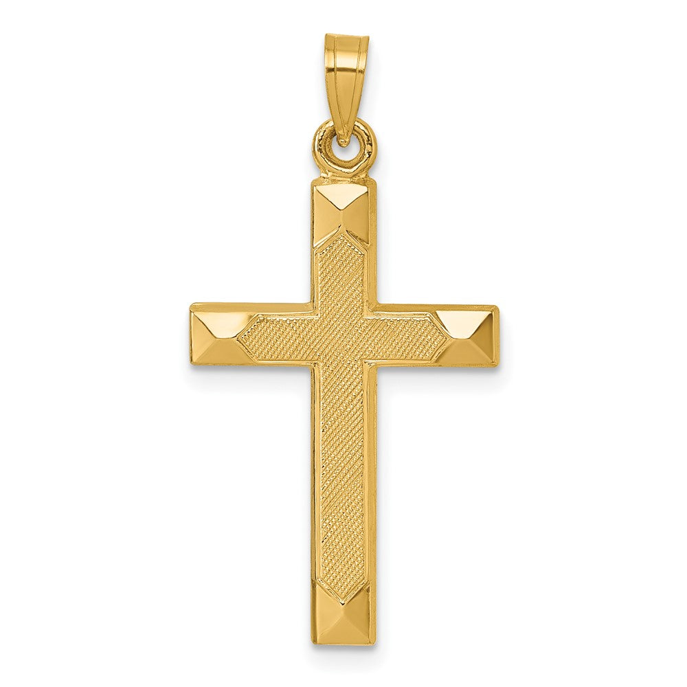 14k Polished And Textured Cross Pendant