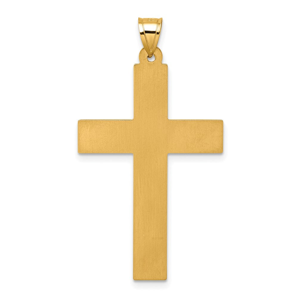 14k with White Rhodium Polished Religious Cross Pendant