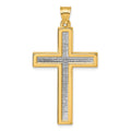 14k with White Rhodium Polished Religious Cross Pendant