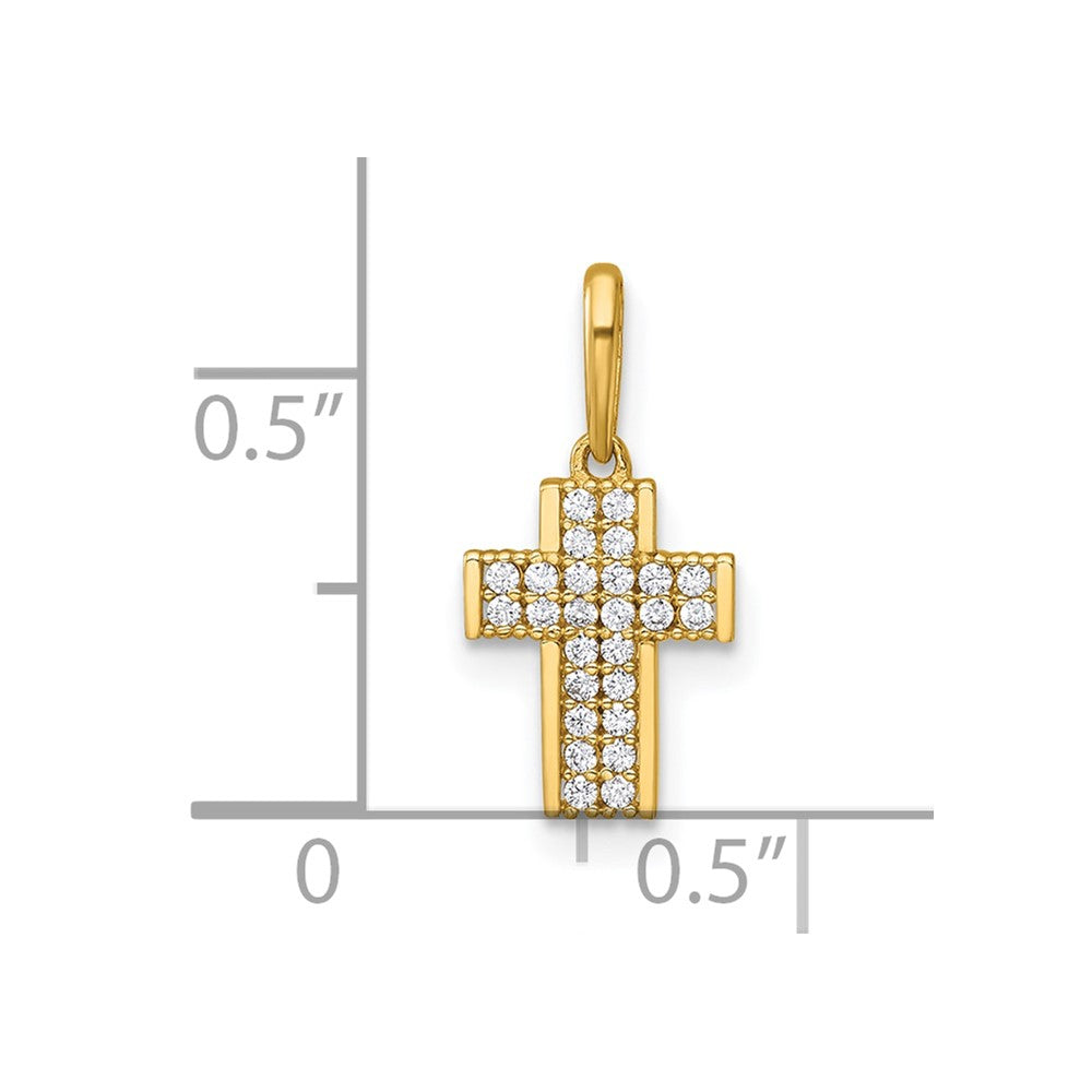 14k Polished CZ Latin Cross Pendant