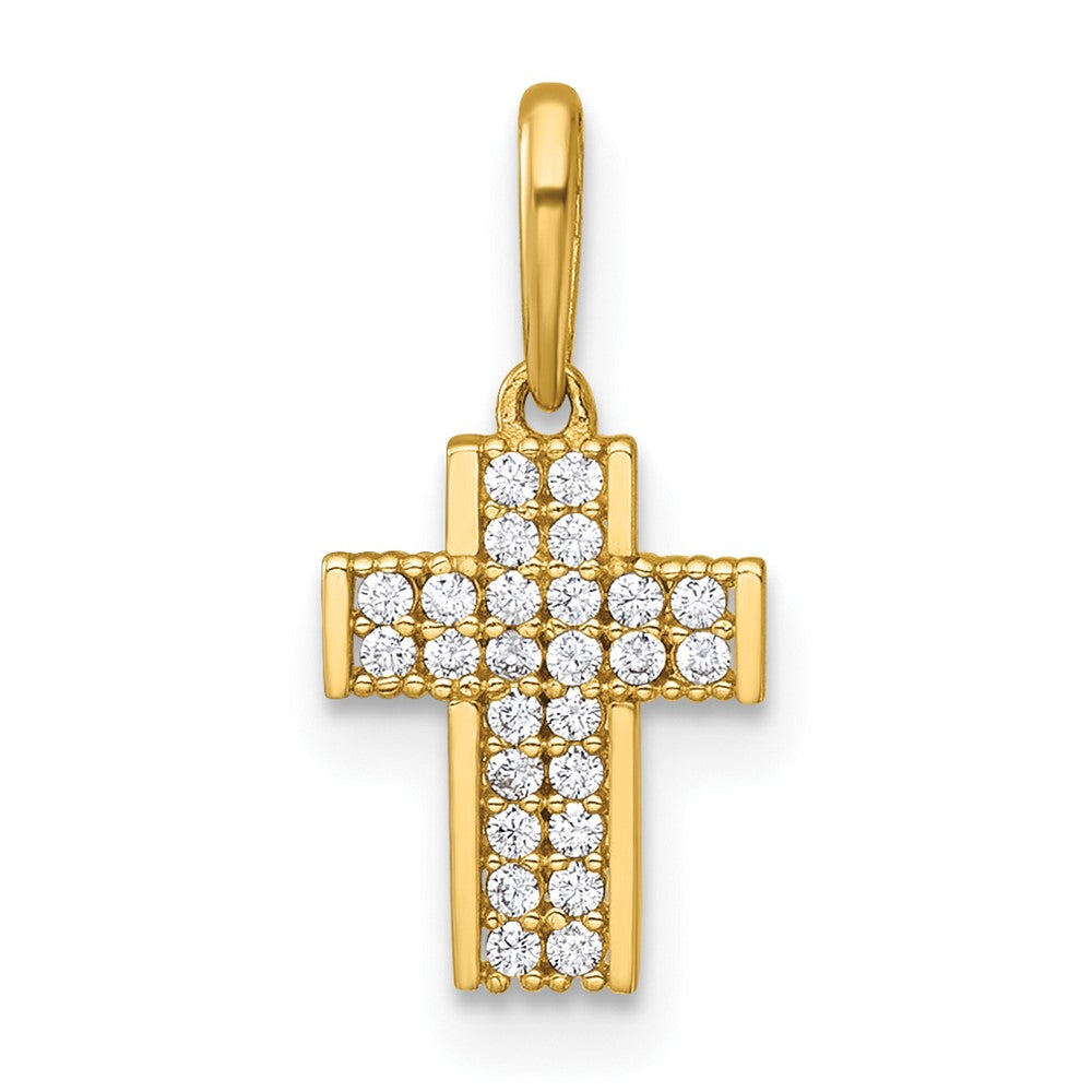 14k Polished CZ Latin Cross Pendant